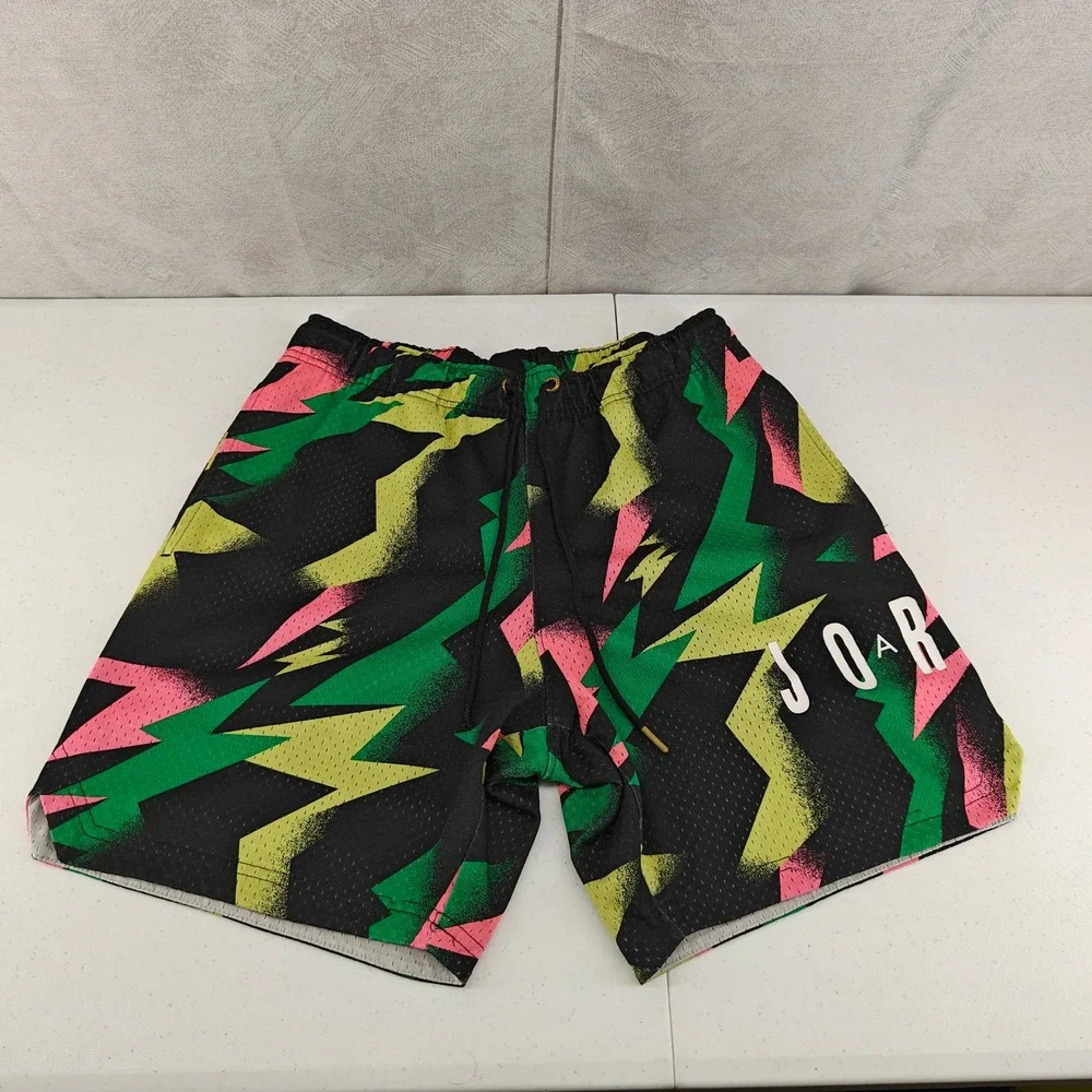 Jordan Mesh Shorts Mens S Black Multi All Over Print CZ4757-307 Tropical Twist